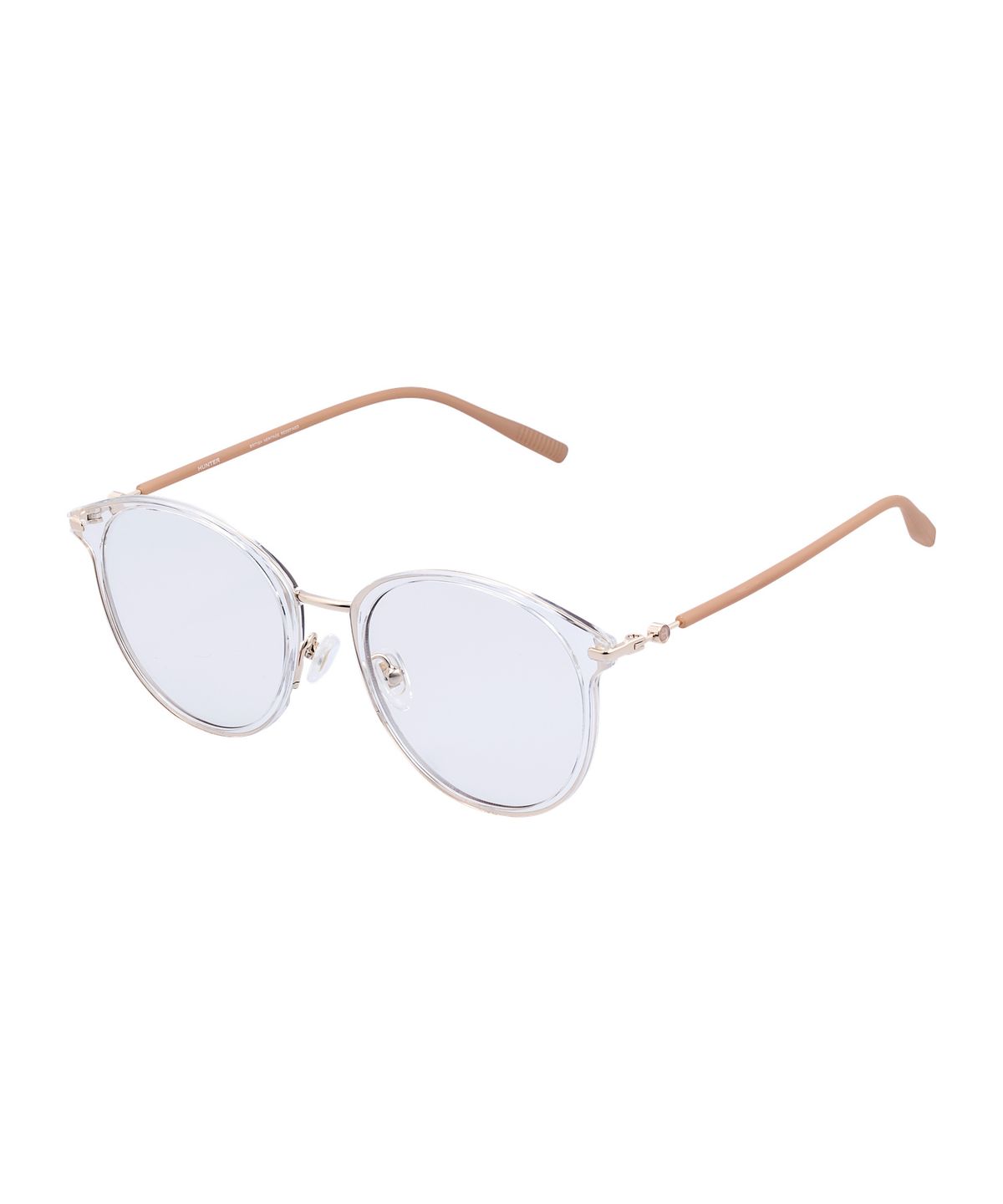 헌터 아이웨어(HUNTEREYEWEAR) [WOMAN] 라운드 오버사이즈 콤비 선글라스 - 투명피치 HTB12