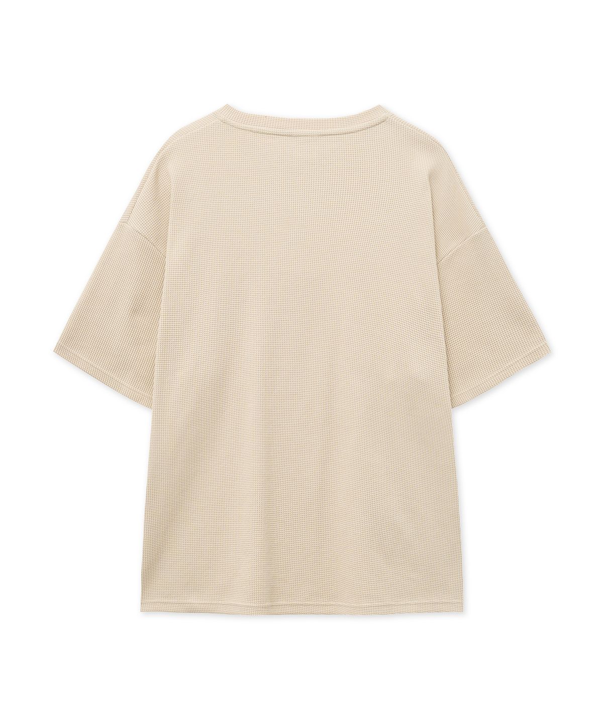 웨스트 그랜드 블러바드(WEST GRAND BOULEVARD) 오버사이즈 와플 헨리넥 반팔 티셔츠 LIGHT BEIGE