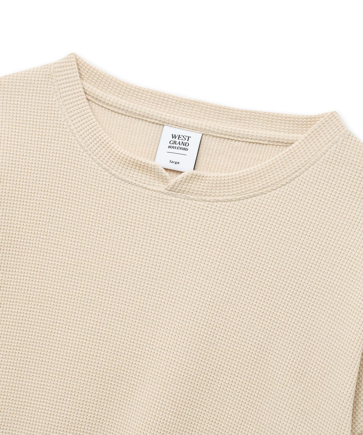 웨스트 그랜드 블러바드(WEST GRAND BOULEVARD) 오버사이즈 와플 헨리넥 반팔 티셔츠 LIGHT BEIGE