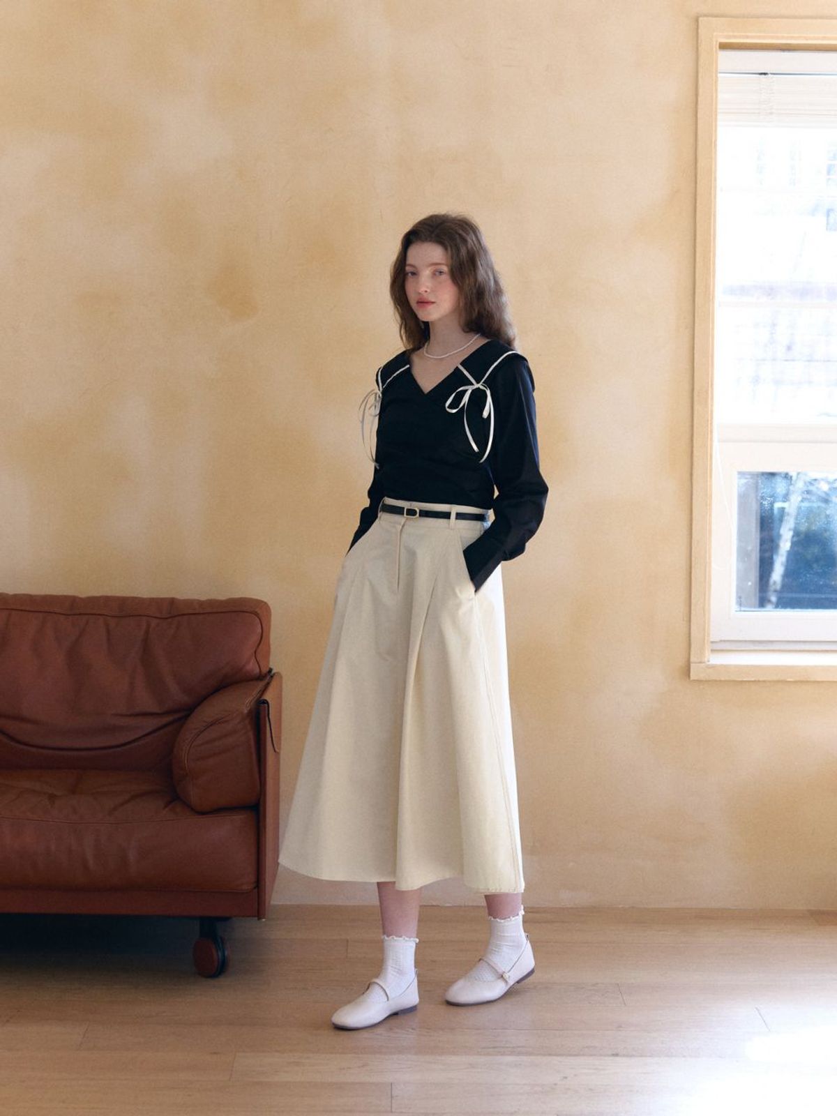 패브릭서울(FABRICSEOUL) pintuck banding long skirt_ivory