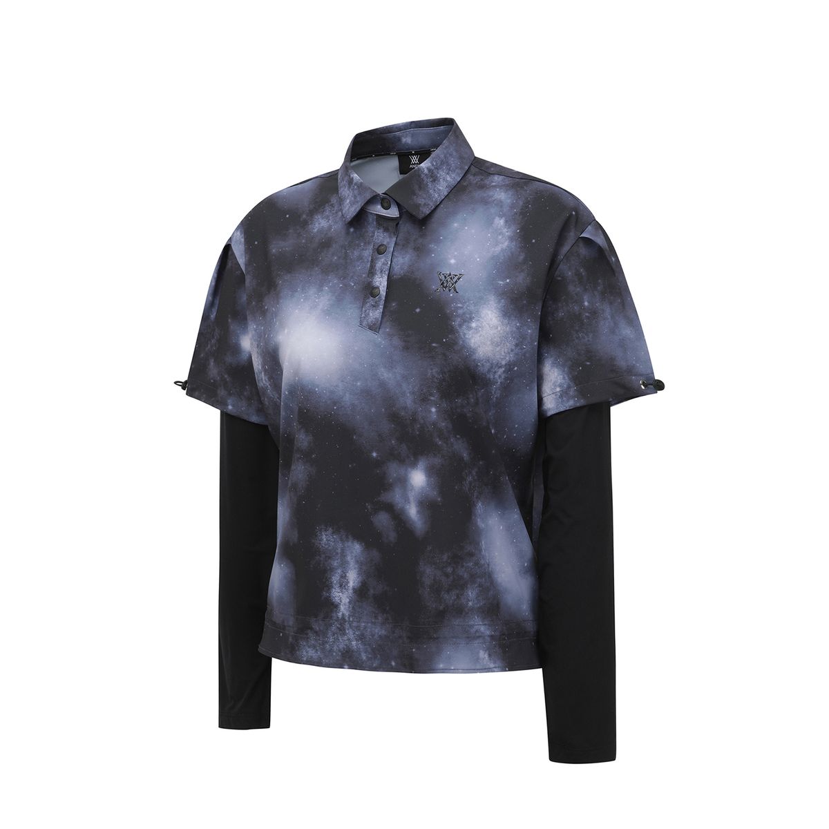 어뉴골프(ANEW GOLF) WOMEN SP LAYERED PATTERN LONG T-SHIRT_BK