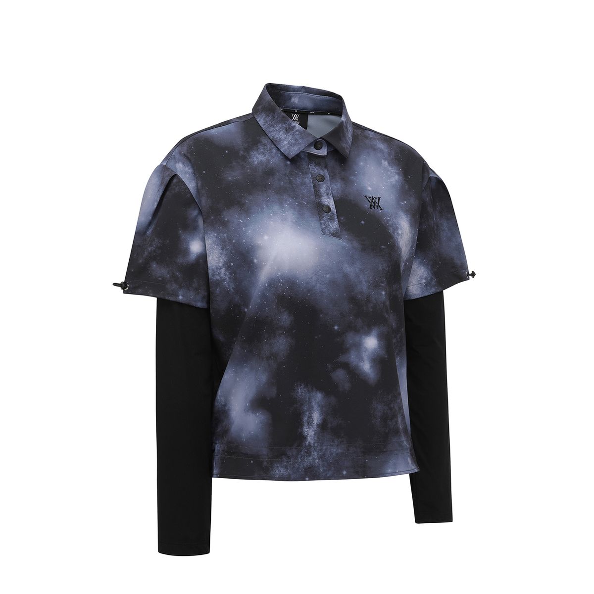 어뉴골프(ANEW GOLF) WOMEN SP LAYERED PATTERN LONG T-SHIRT_BK