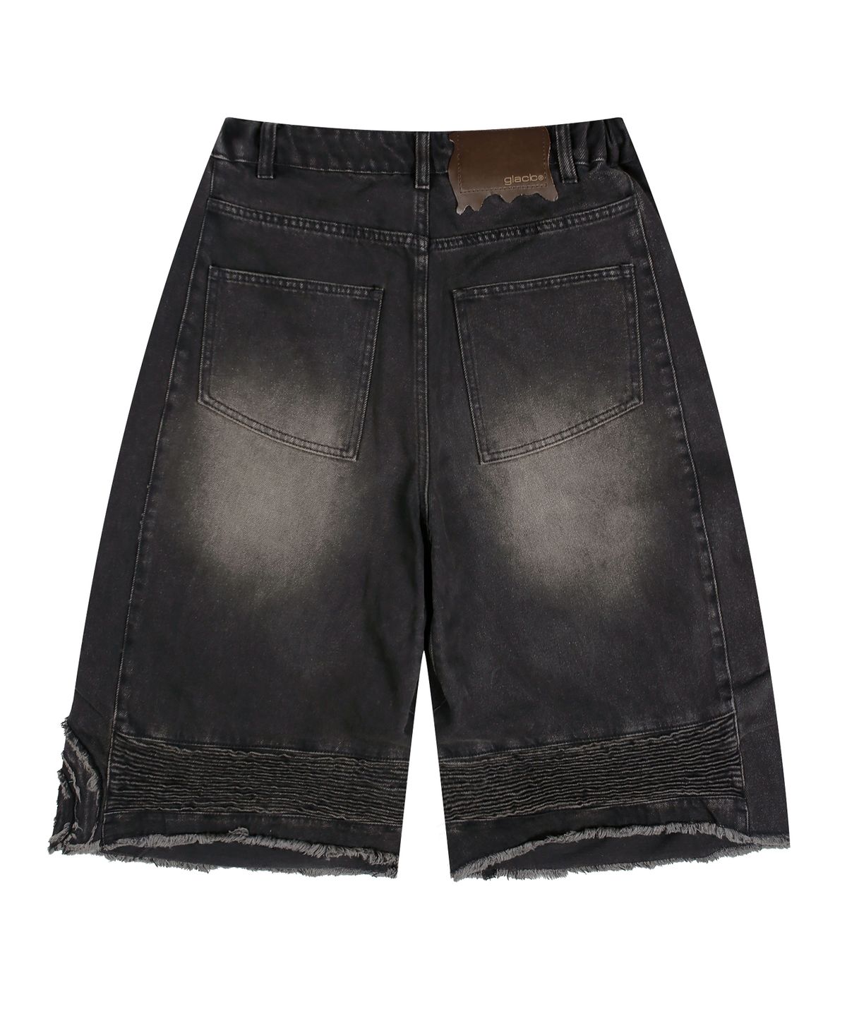 글랙(GLACK) GP115 바이커 워싱 데님 버뮤다 팬츠 (BLACK)