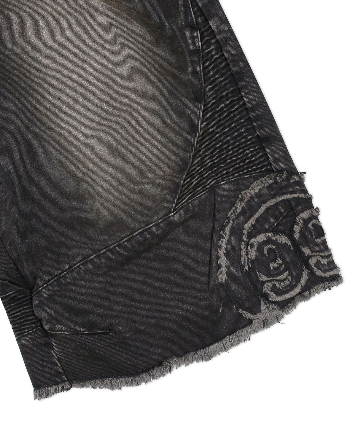 글랙(GLACK) GP115 바이커 워싱 데님 버뮤다 팬츠 (BLACK)