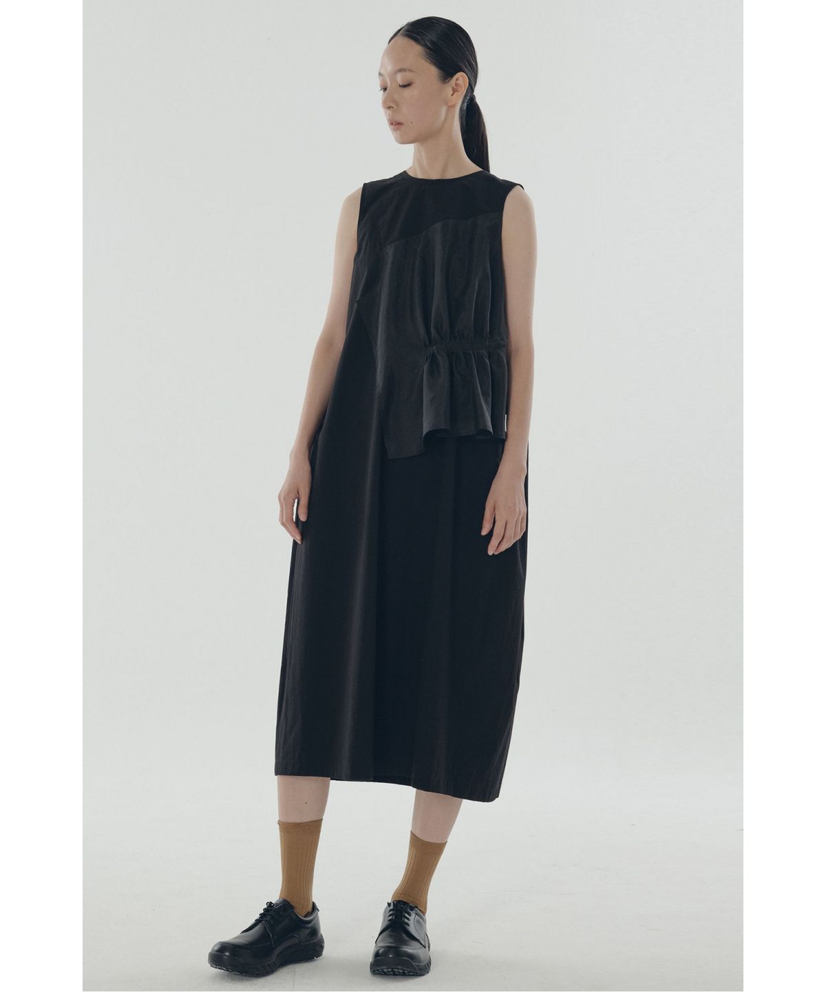 래코드(RECODE) Mini Shirring Balloon Dress _RQDAM25559BKX