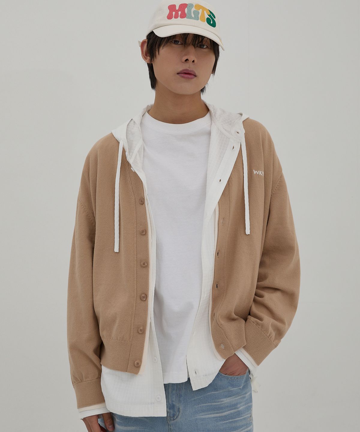 와이케이(WAIKEI) WKYK 레이어드 가디건 베이지