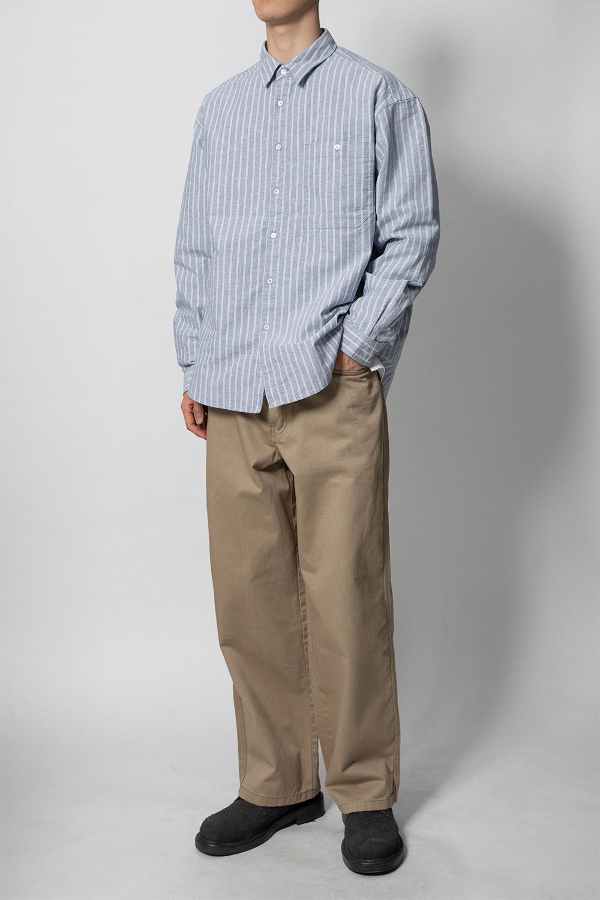 홀리선(HORLISUN) Jane Oxford Stripe Shirt Navy