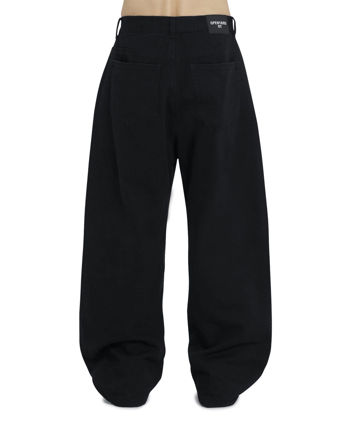 오픈야드(오와이)(OPENYARD(OY)) STAR RIVET RELAXED CURVED PANTS - BLACK