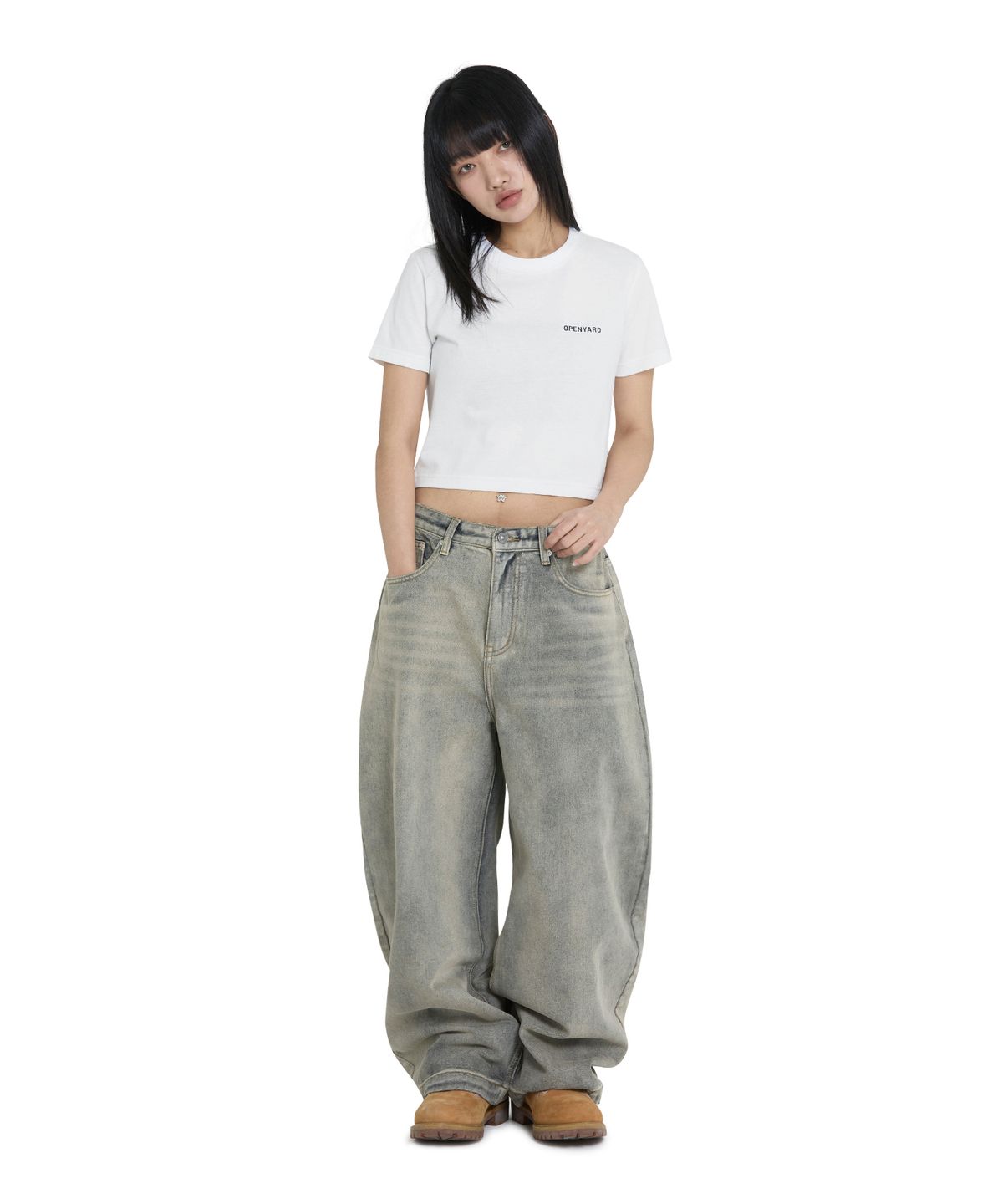 오픈야드(오와이)(OPENYARD(OY)) BASIC LOGO TEE - WHITE