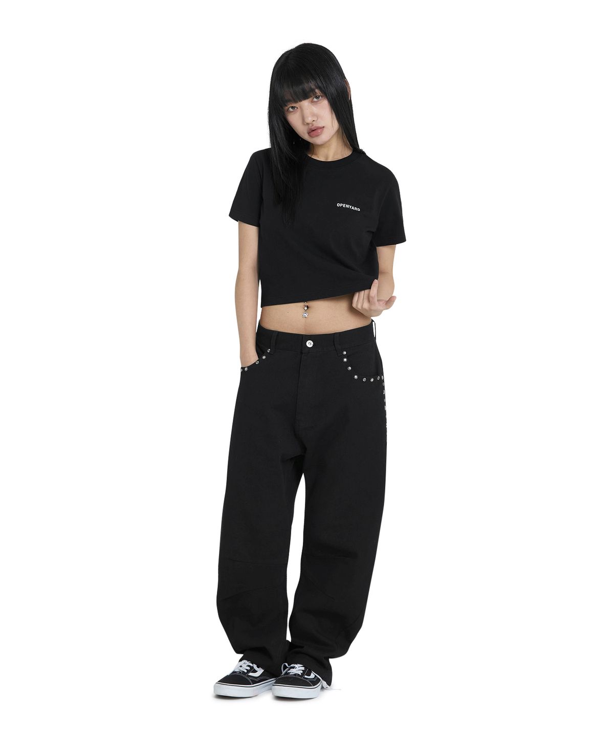오픈야드(오와이)(OPENYARD(OY)) BASIC LOGO TEE - BLACK