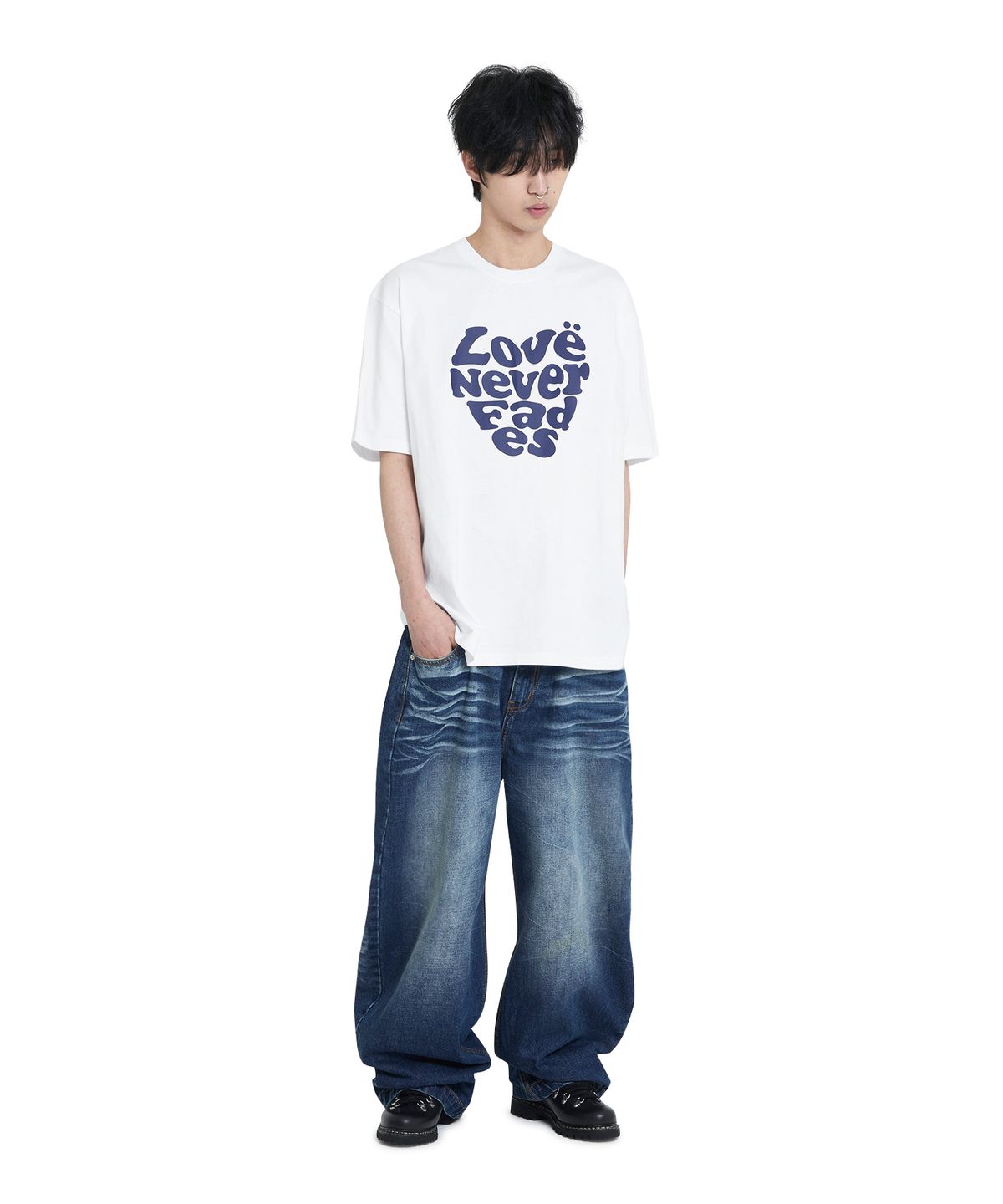 오픈야드(오와이)(OPENYARD(OY)) M.S HEART TEE - WHITE