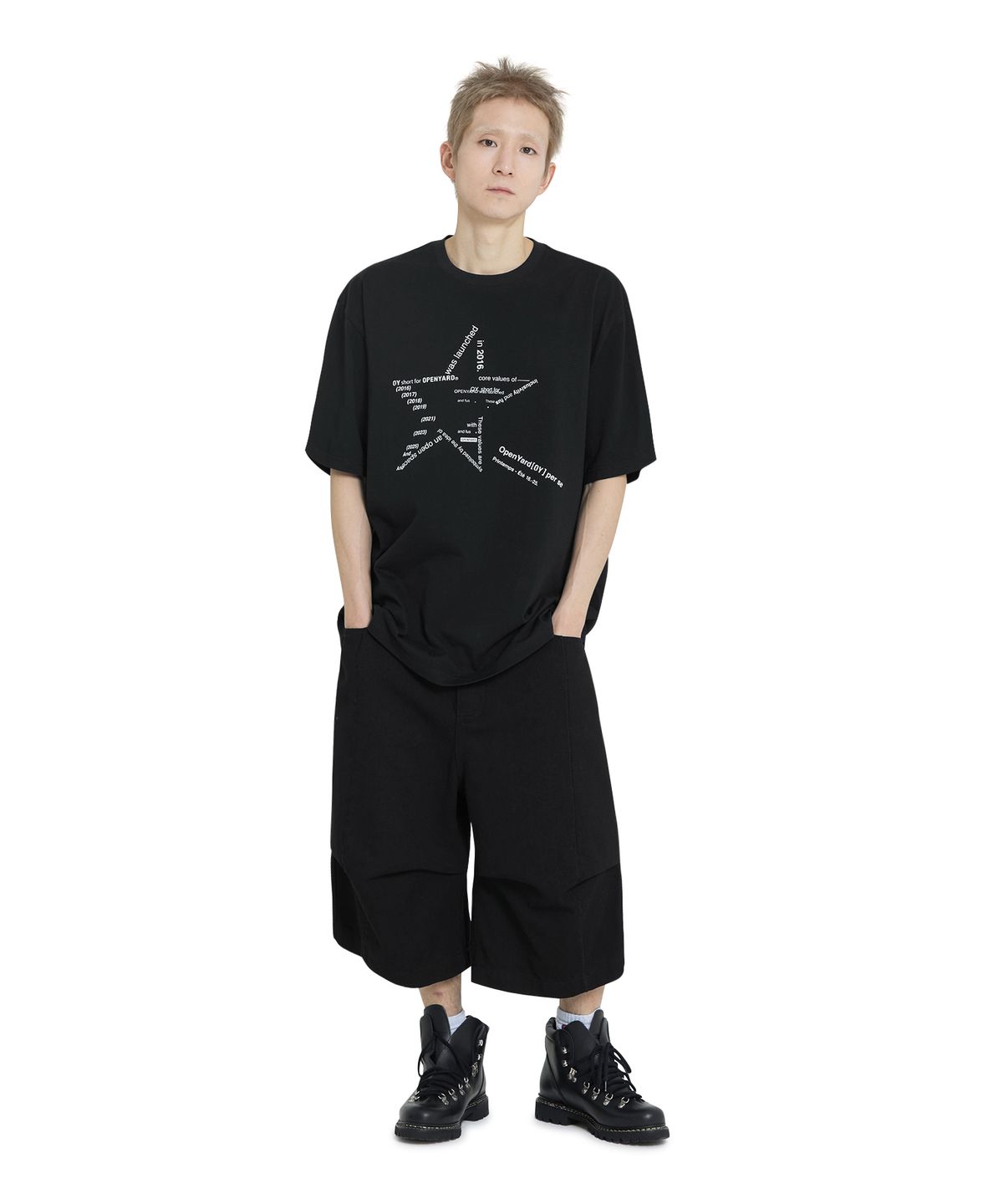 오픈야드(오와이)(OPENYARD(OY)) TYPO STAR TEE - BLACK