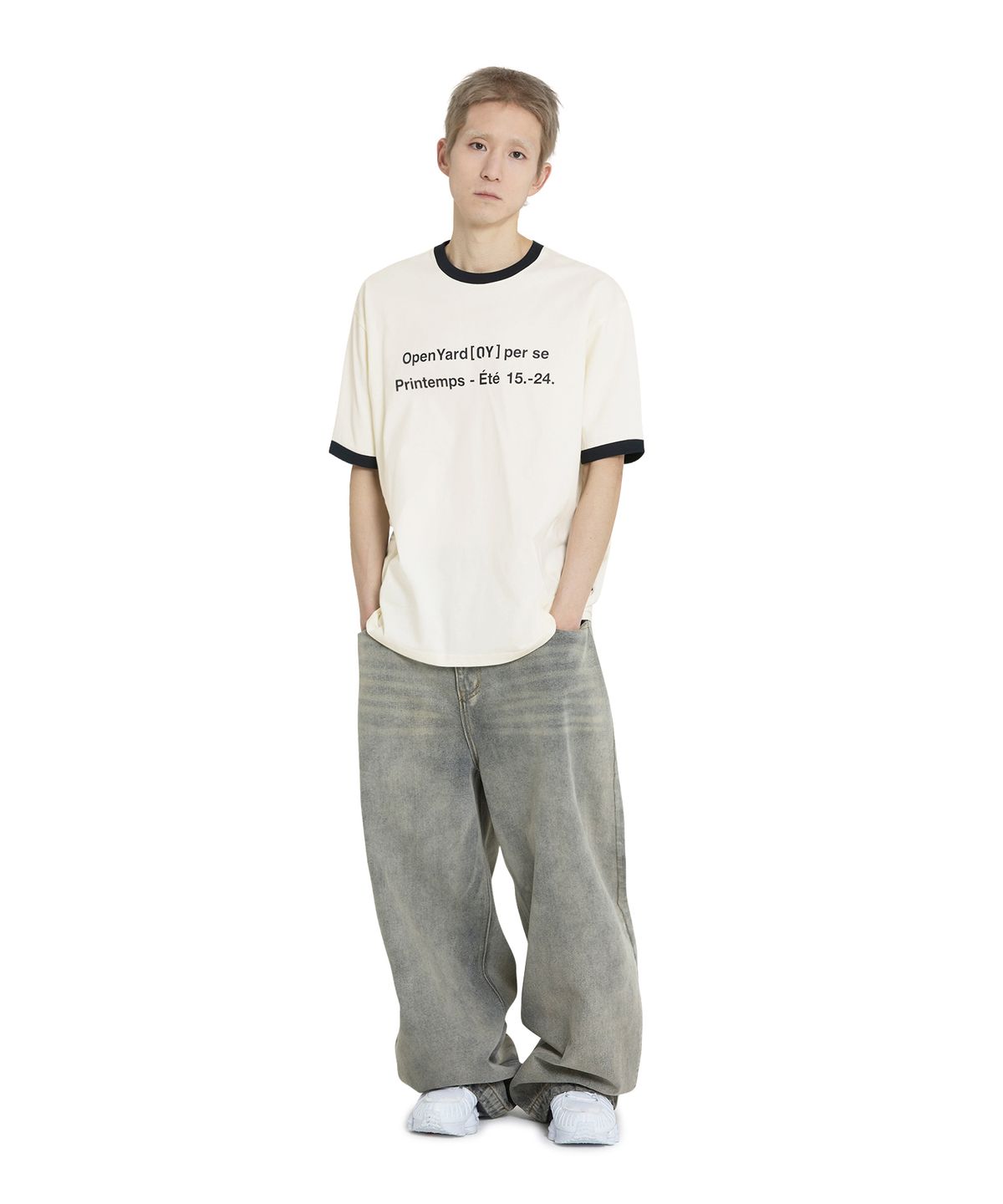 오픈야드(오와이)(OPENYARD(OY)) LEGACY RINGER TEE - CREAM