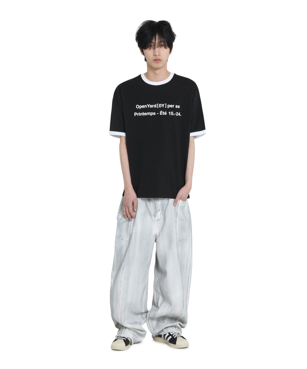 오픈야드(오와이)(OPENYARD(OY)) LEGACY RINGER TEE - BLACK