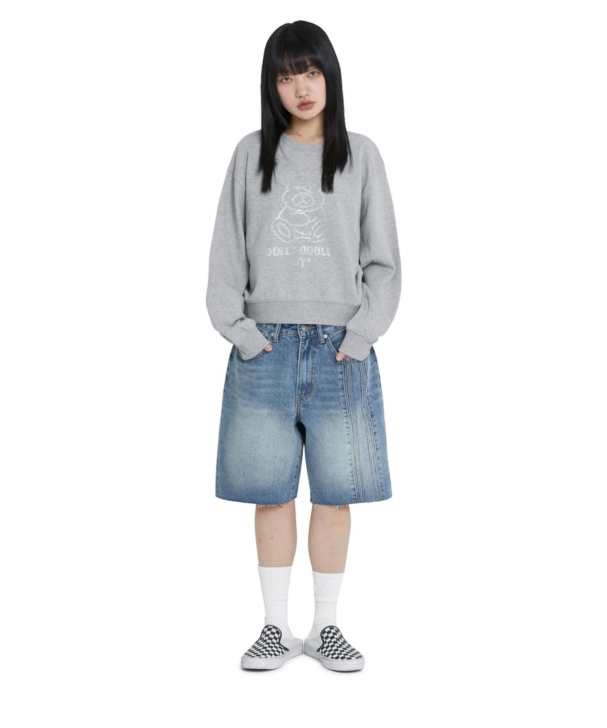 오픈야드(오와이)(OPENYARD(OY)) STONE DOLLY CROPPED CREWNECK - MELANGE