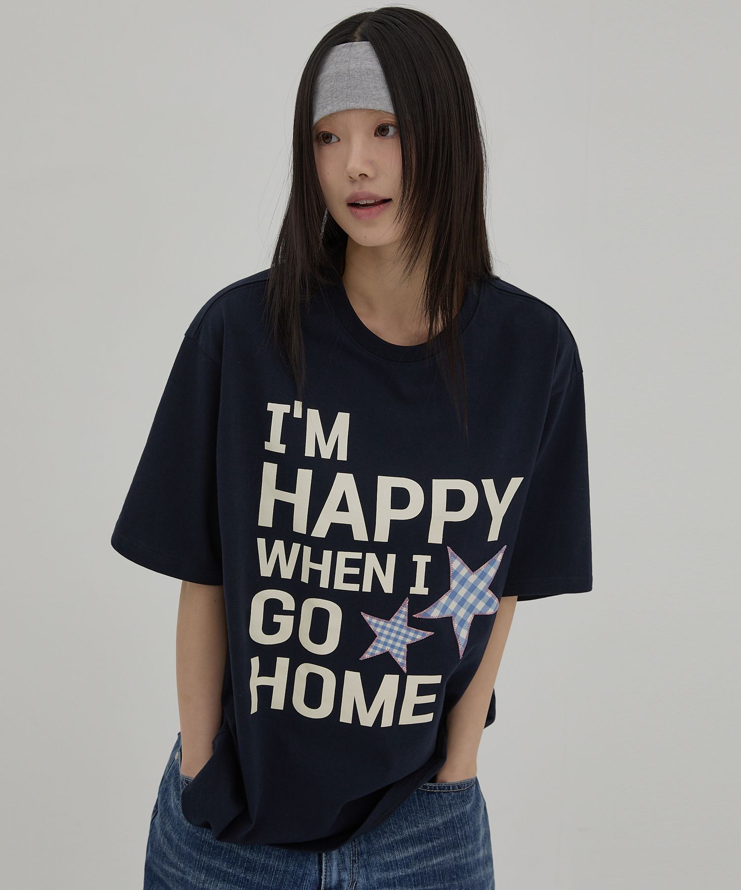 Tシャツ・カットソー Wai Kei I am HAPPY short sleeve t-shirt sky blue YKBE01TS16- MUSINSA公式 | WAI KEI I am HAPPY short sleeve t-shirt navy