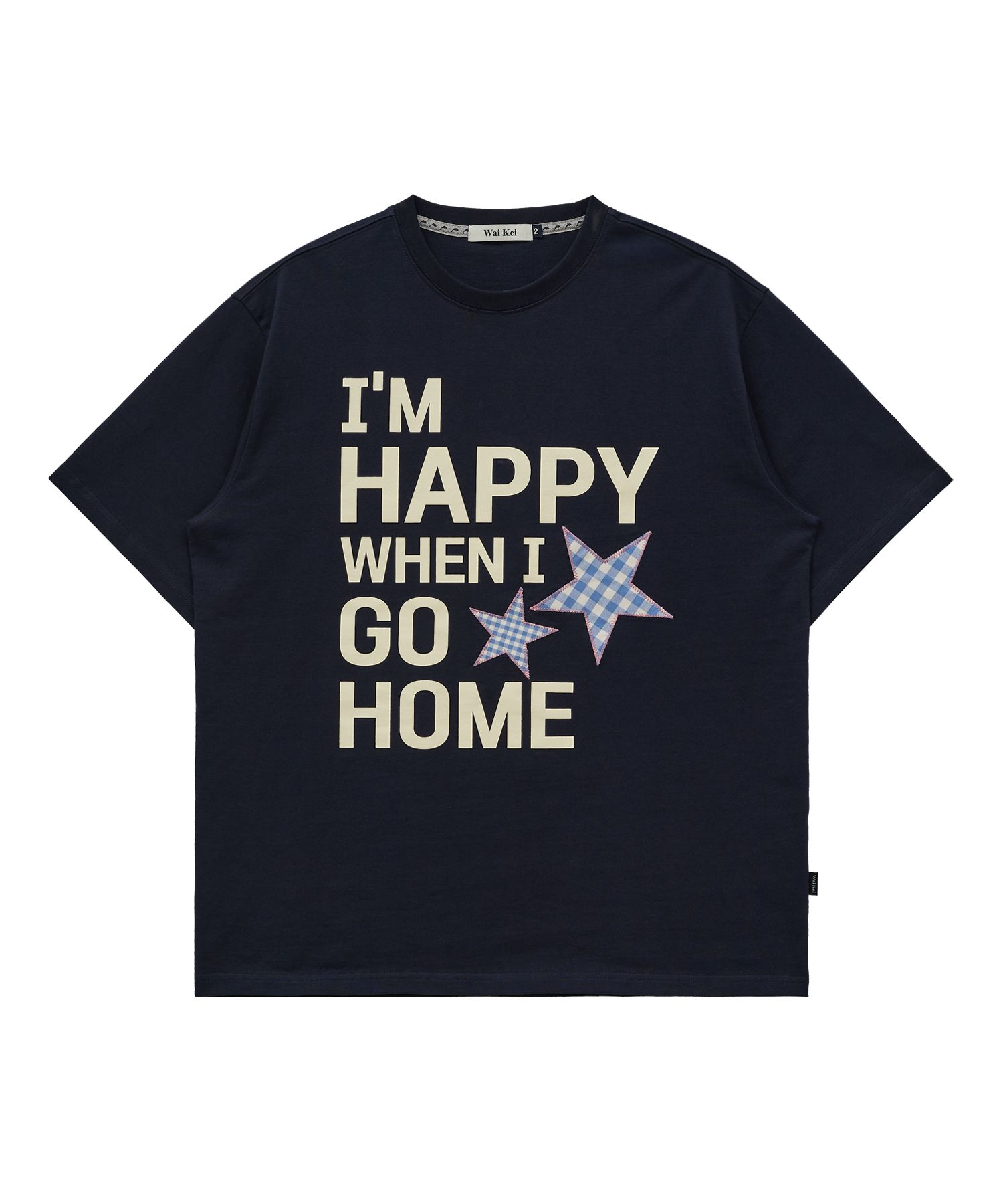 MUSINSA | WAI KEI I am HAPPY short sleeve t-shirt navy