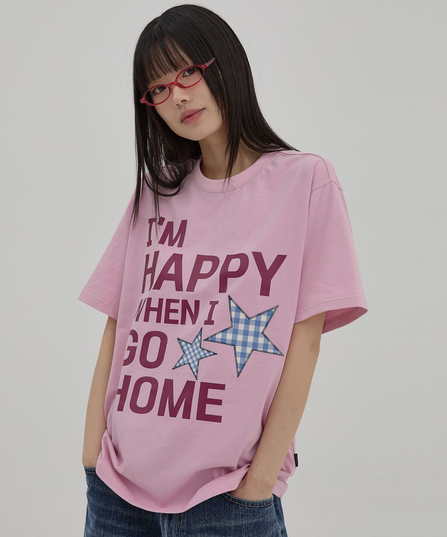 Wai Kei☆I am HAPPY Half Sleeve T-shirt MUSINSA | WAI KEI I am HAPPY short sleeve t-shirt navy