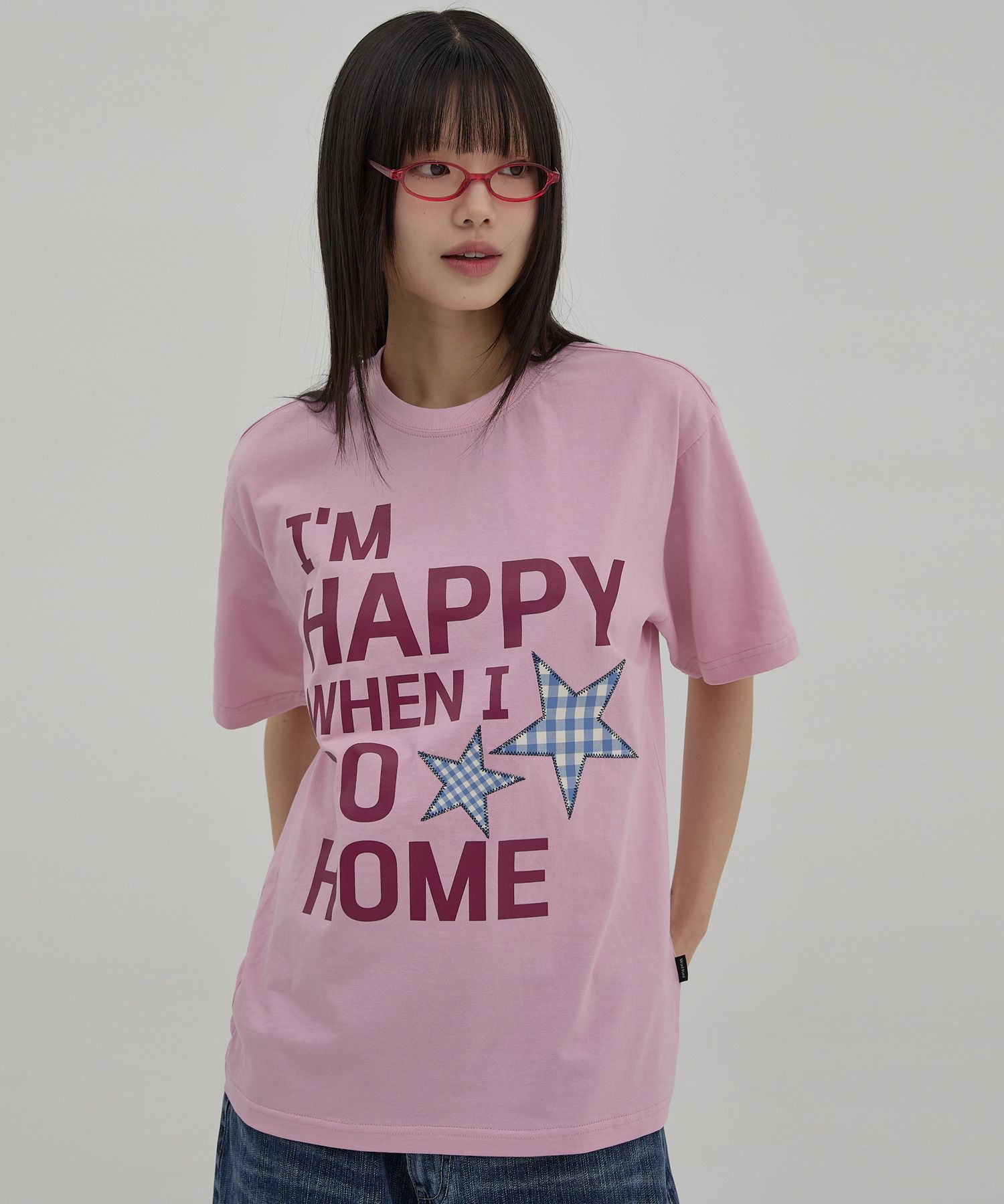 MUSINSA公式 | WAI KEI I am HAPPY short sleeve t-shirt pink