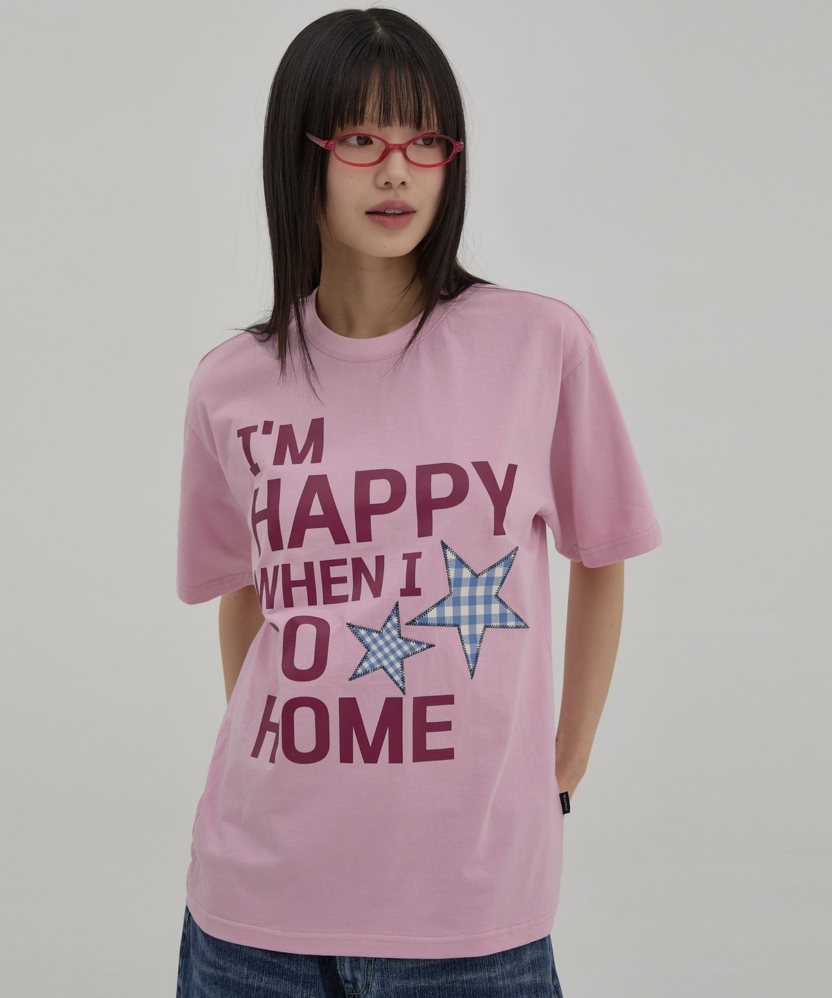 와이케이(WAIKEI) I am HAPPY 반팔티셔츠 핑크