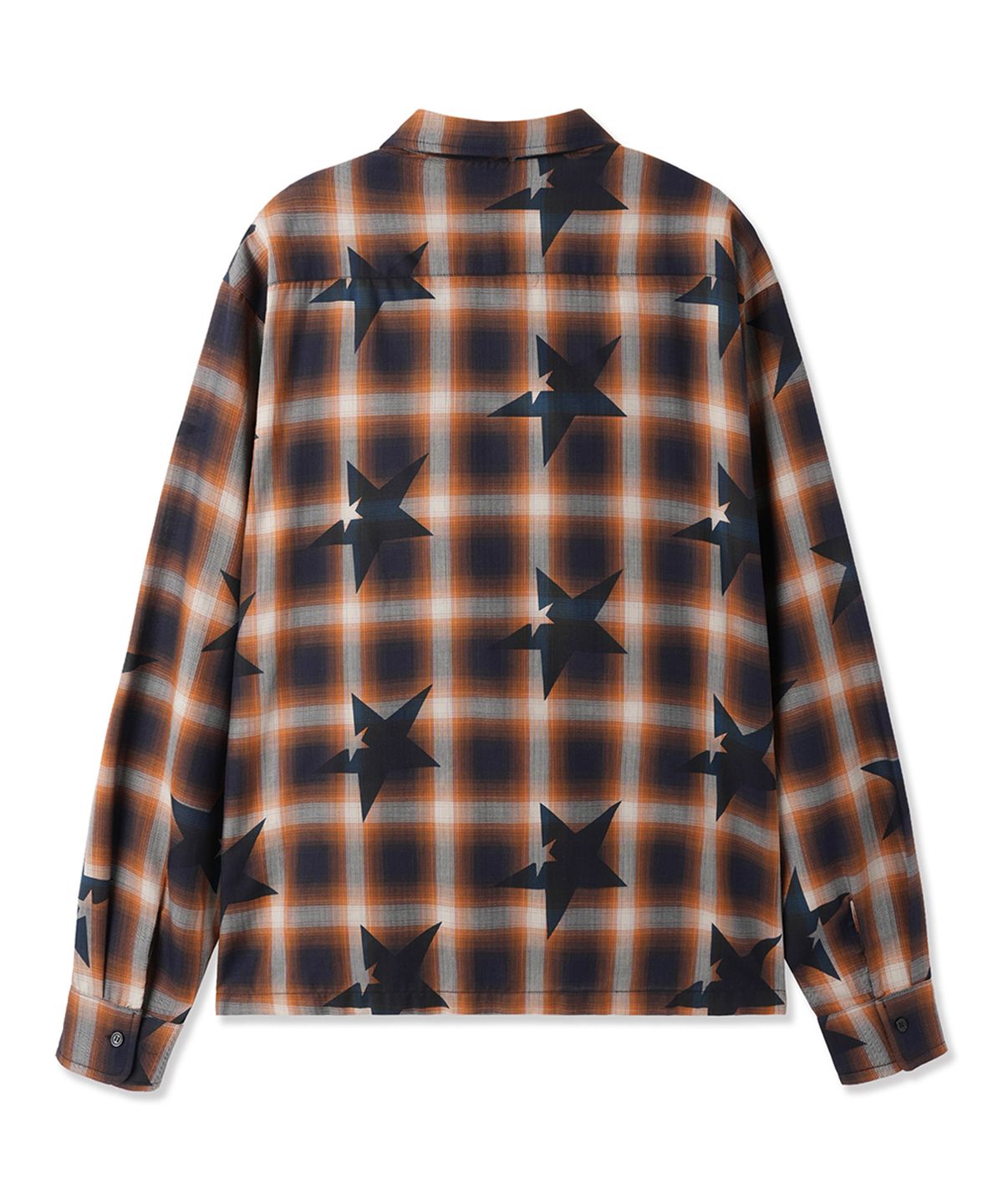 오픈야드(오와이)(OPENYARD(OY)) STAR OMBRE CHECK CROPPED SHIRT - NAVY