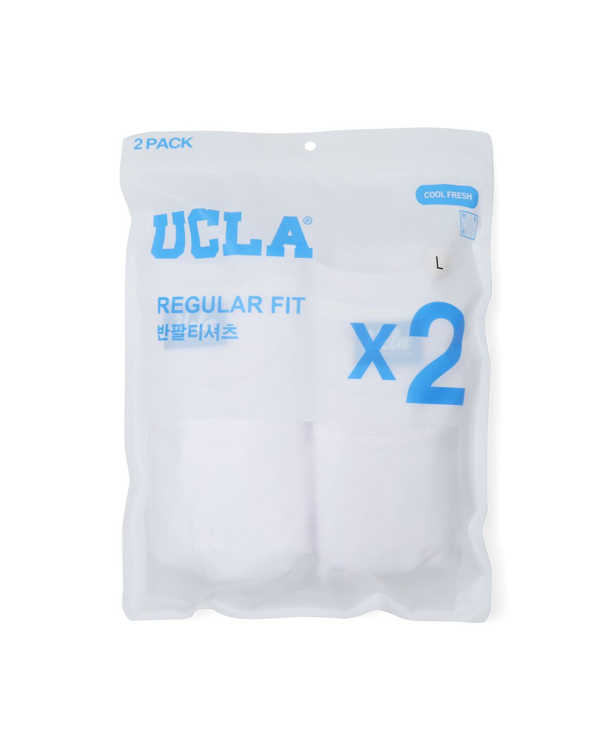 유씨엘에이(UCLA) 남녀공용 2PACK 베이직 반팔 티셔츠[WHITE](UBRST81)