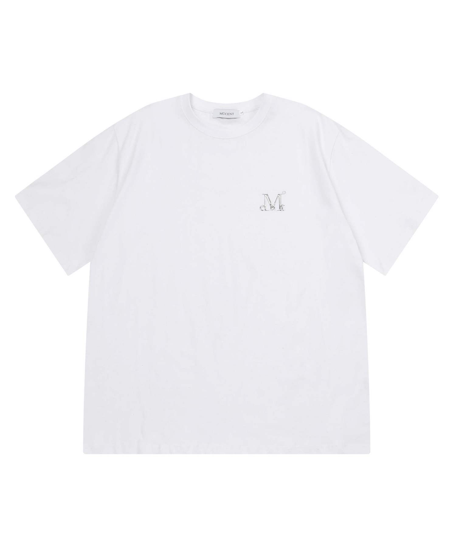 MUSINSA | MUCENT Cut Metal Logo Signature Short Sleeve Tee