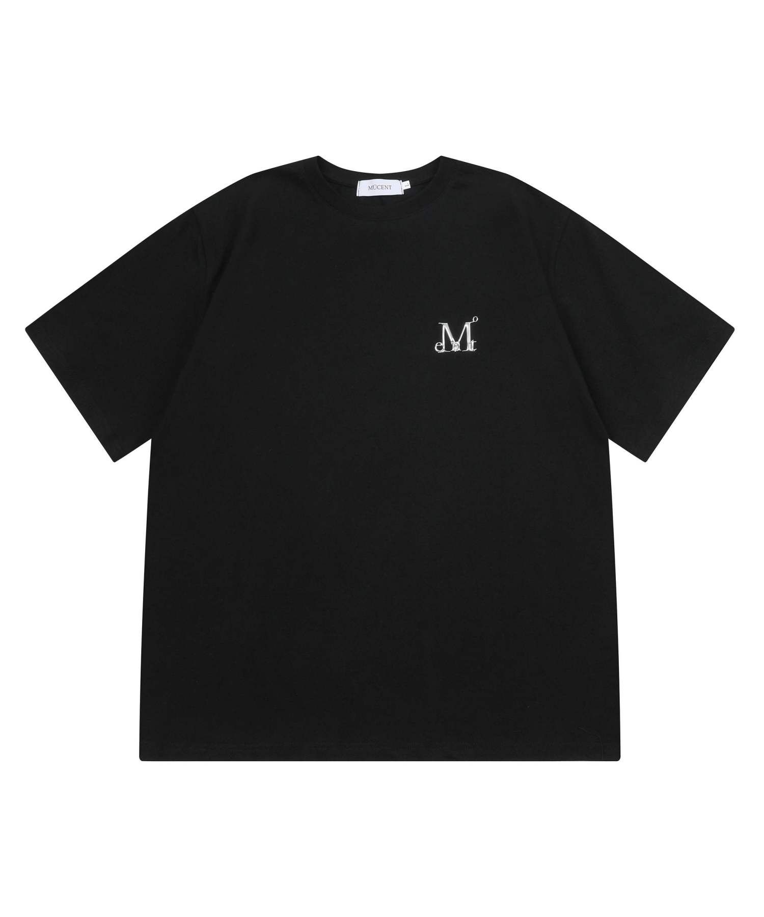 MUSINSA | MUCENT Cut Metal Logo Signature Short Sleeve Tee