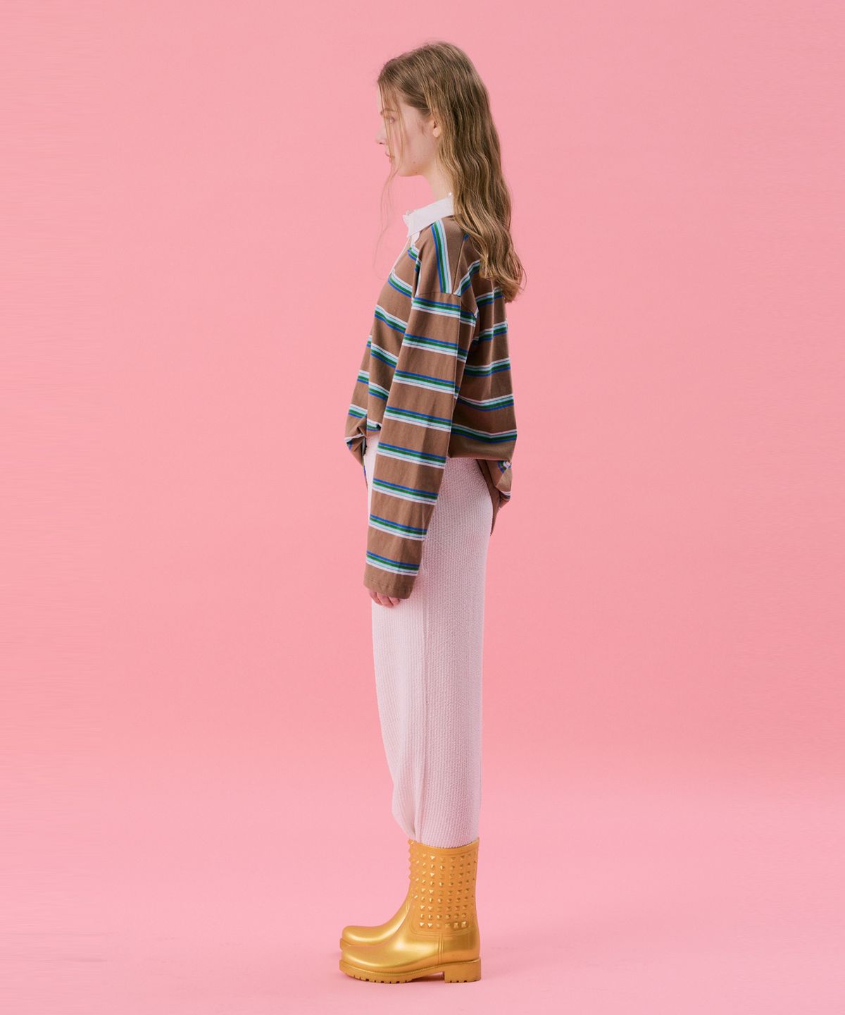 준준스페이스(JUNEJUNE SPACE) VOL11.Stripe Rugby Boxy T_Brown(VOL11.스트라이프 럭비 박시 T_브라운)