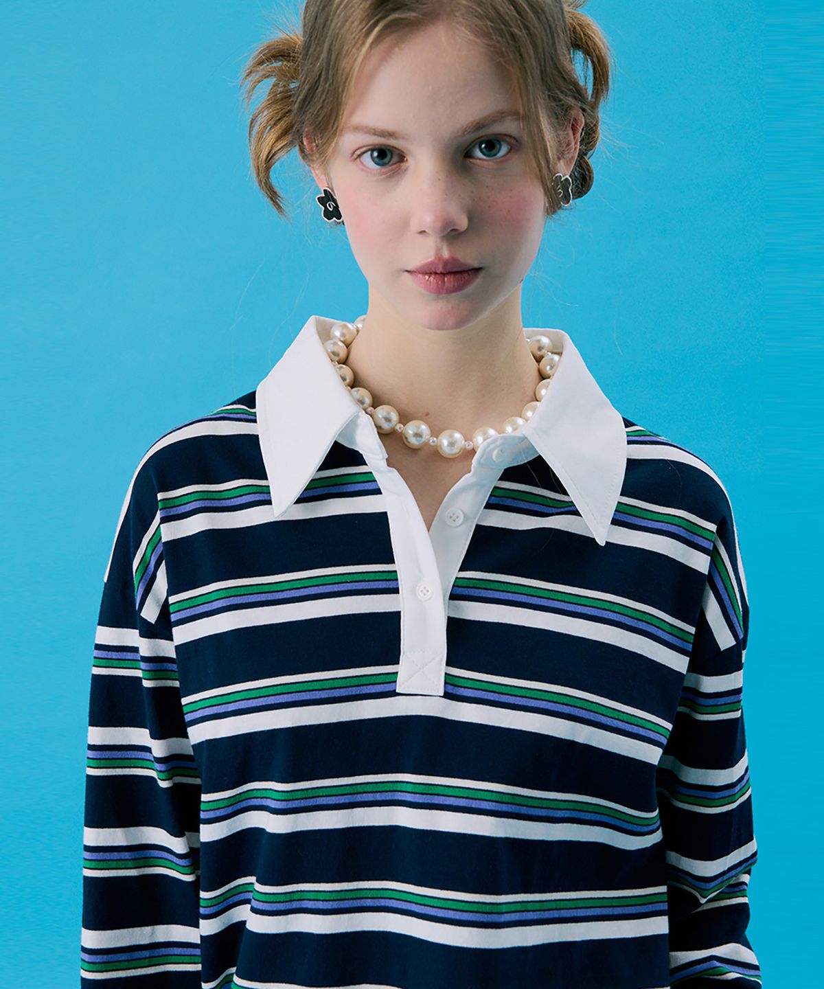 준준스페이스(JUNEJUNE SPACE) VOL11.Stripe Rugby Boxy T_Navy(VOL11.스트라이프 럭비 박시 T_네이비)