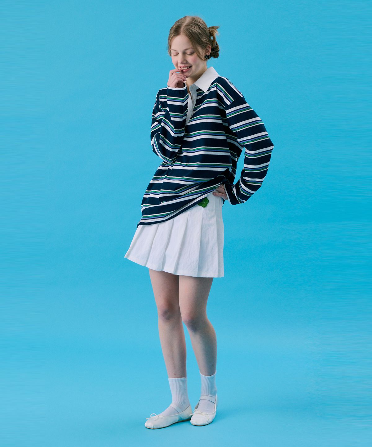 준준스페이스(JUNEJUNE SPACE) VOL11.Stripe Rugby Boxy T_Navy(VOL11.스트라이프 럭비 박시 T_네이비)