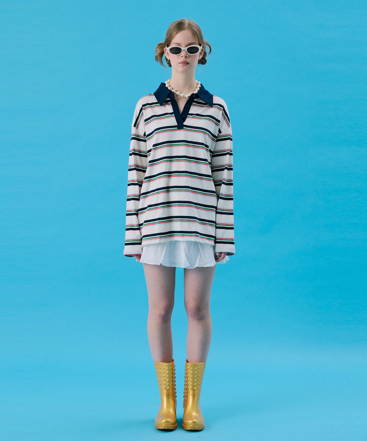 준준스페이스(JUNEJUNE SPACE) VOL11.Stripe Rugby Boxy T_White(VOL11.스트라이프 럭비 박시 T_화이트)