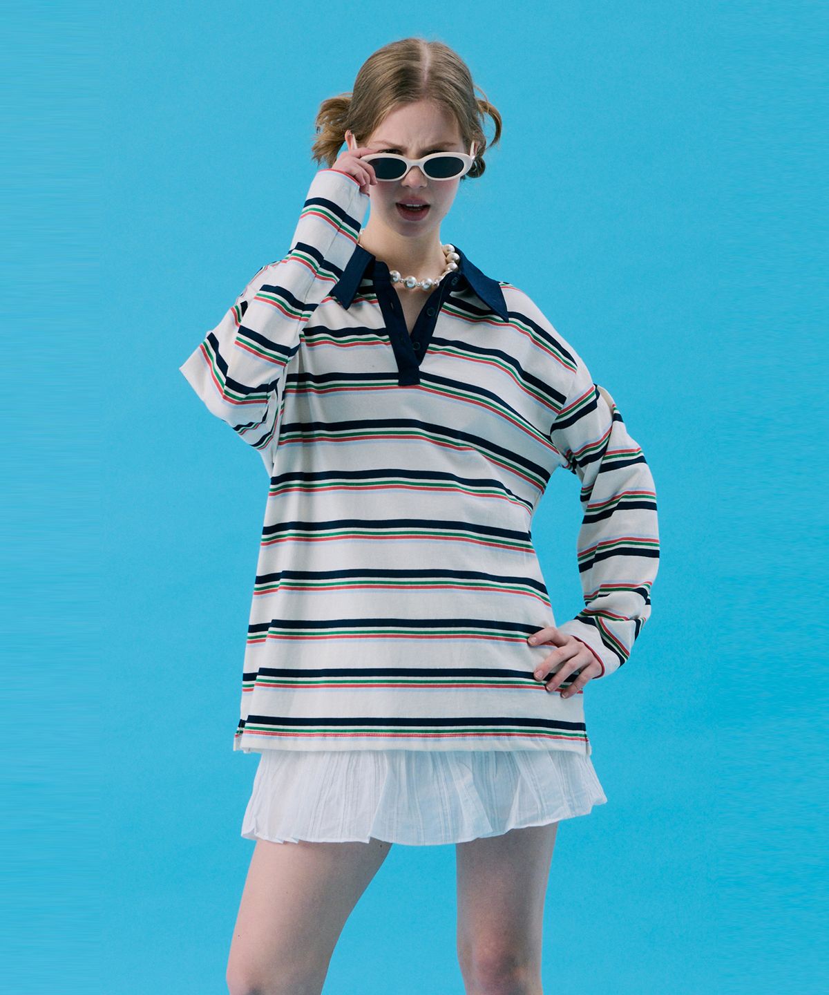 준준스페이스(JUNEJUNE SPACE) VOL11.Stripe Rugby Boxy T_White(VOL11.스트라이프 럭비 박시 T_화이트)