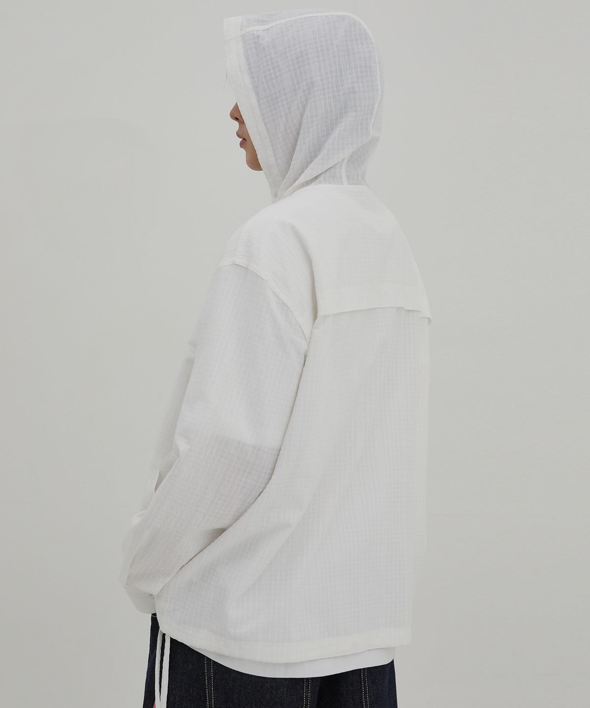 와이케이(WAIKEI) YK 체크 후드 셔츠 화이트