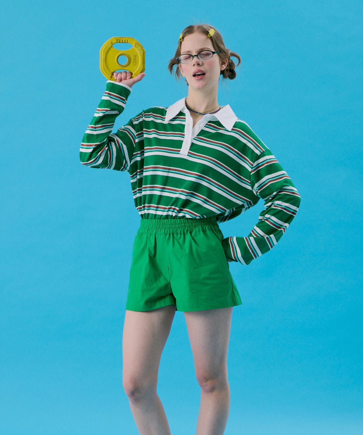 준준스페이스(JUNEJUNE SPACE) VOL11.Stripe Rugby Boxy T_Green(VOL11.스트라이프 럭비 박시 T_그린)