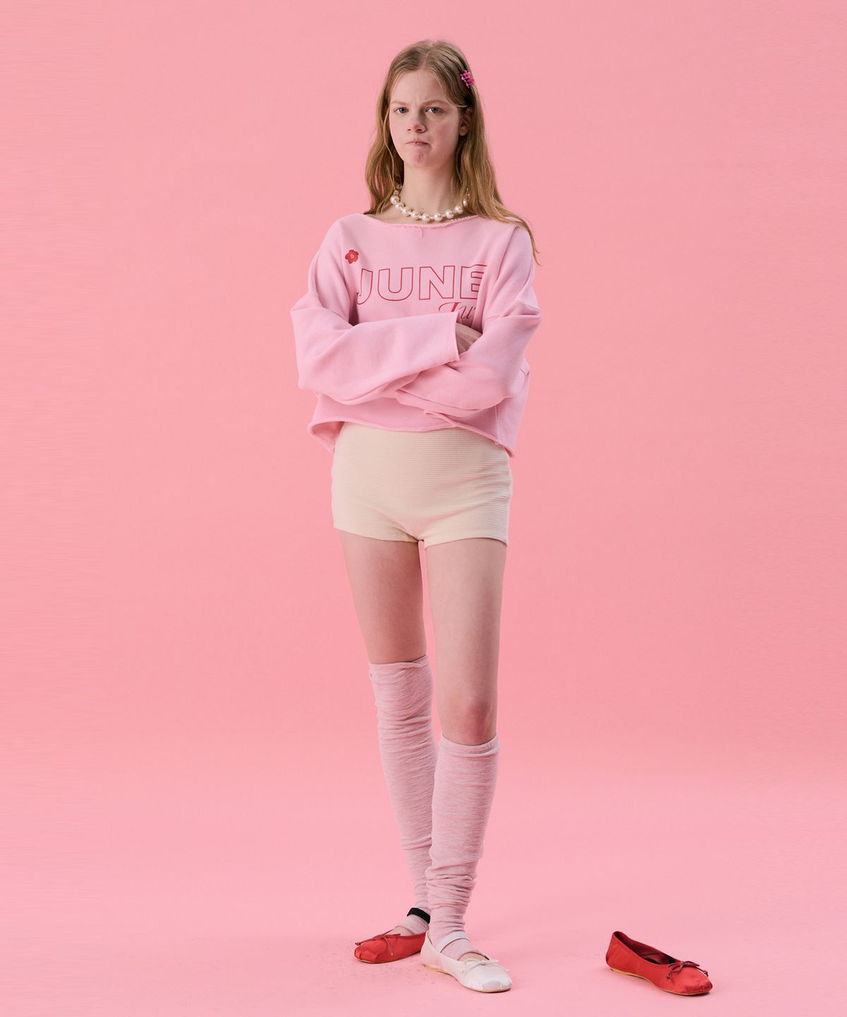 준준스페이스(JUNEJUNE SPACE) VOL11.Lawcut Mini Sweat_Lightpink(VOL11.로컷 미니 스웨트_라이트핑크)