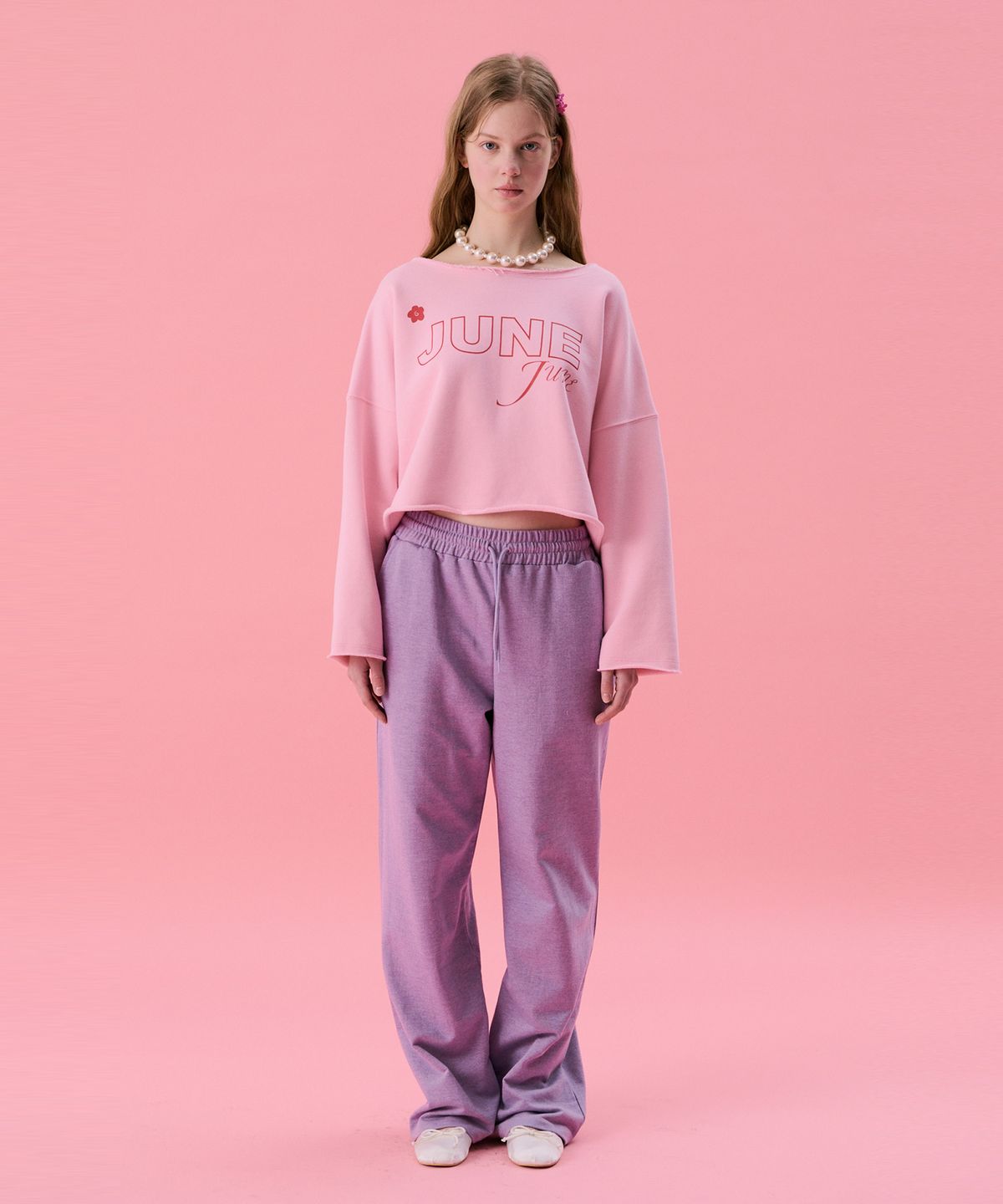 준준스페이스(JUNEJUNE SPACE) VOL11.Lawcut Mini Sweat_Lightpink(VOL11.로컷 미니 스웨트_라이트핑크)