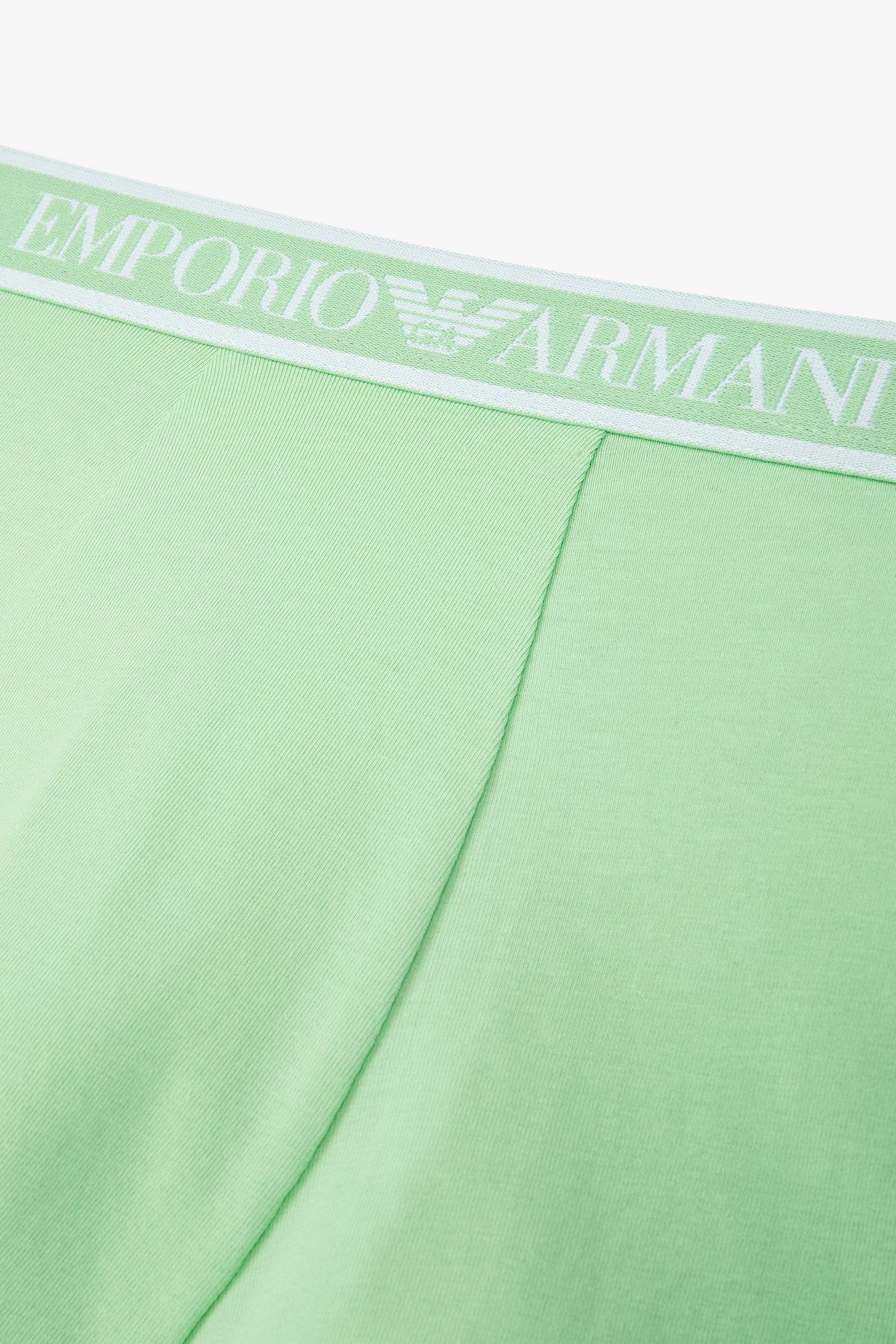 엠포리오 아르마니 언더웨어(EMPORIO ARMANI UNDERWEAR) 남성 프레임 로고 밴딩 코튼 드로즈_라이트 그린 0815112310