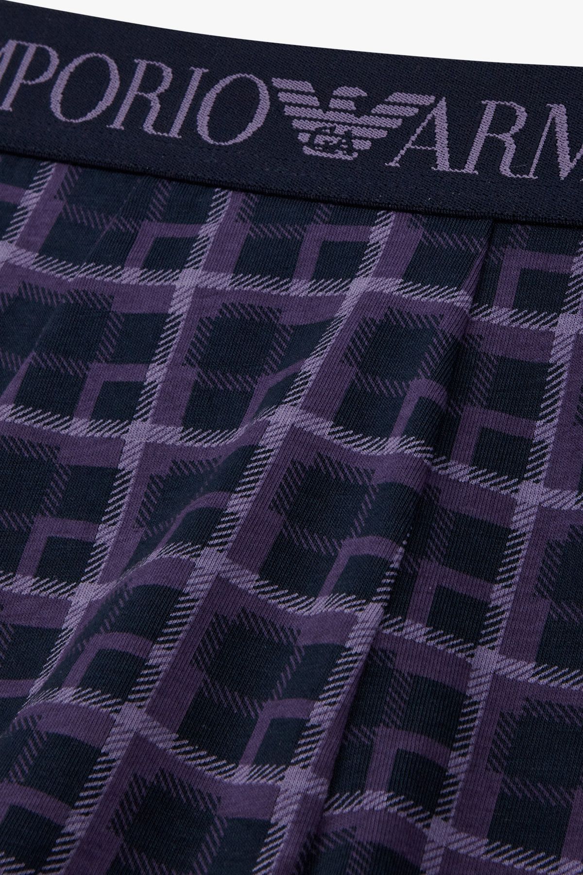 엠포리오 아르마니 언더웨어(EMPORIO ARMANI UNDERWEAR) 남성 로고 밴딩 패턴드 코튼 드로즈_퍼플 0815112056
