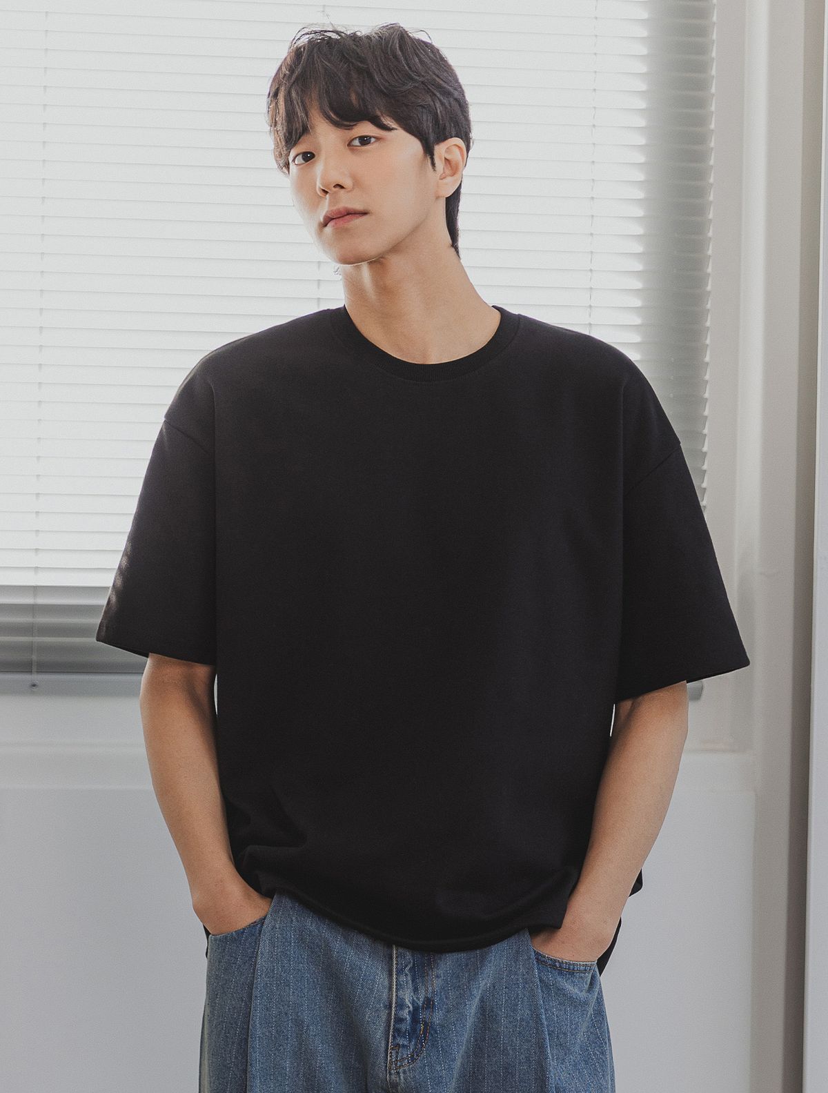 앨빈클로(ALVINCLO) 더블 코튼 무지 오버핏 반팔티 AST3133 (4 COLOR)
