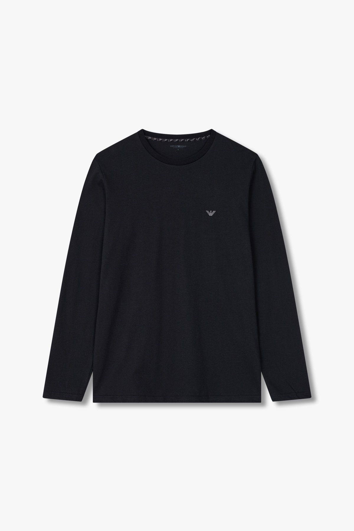 엠포리오 아르마니 언더웨어(EMPORIO ARMANI UNDERWEAR) 남성 자수 로고 롱 슬리브 티셔츠_블랙 0815136003