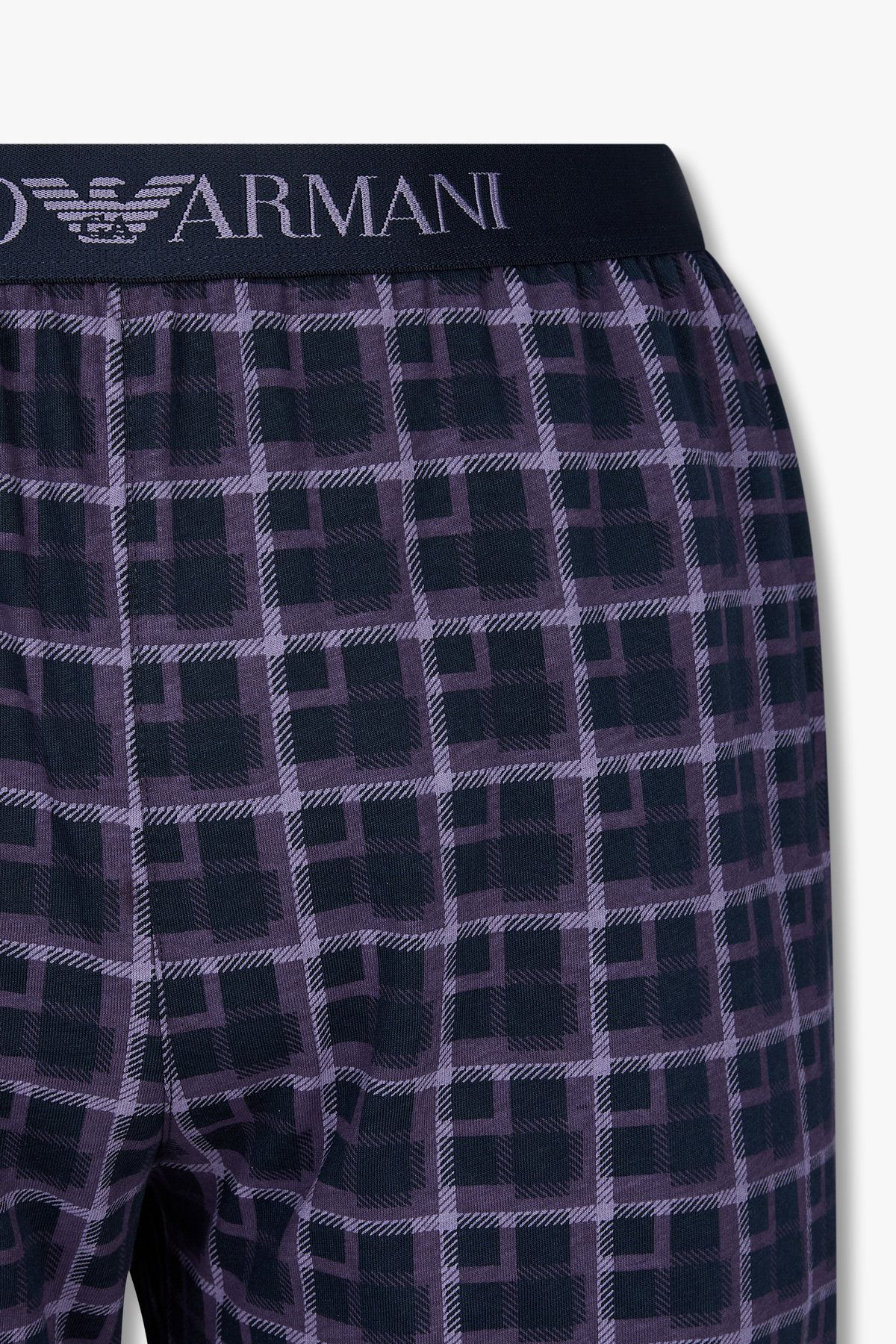 엠포리오 아르마니 언더웨어(EMPORIO ARMANI UNDERWEAR) 남성 로고 밴딩 패턴드 파자마 팬츠_퍼플 0815132002