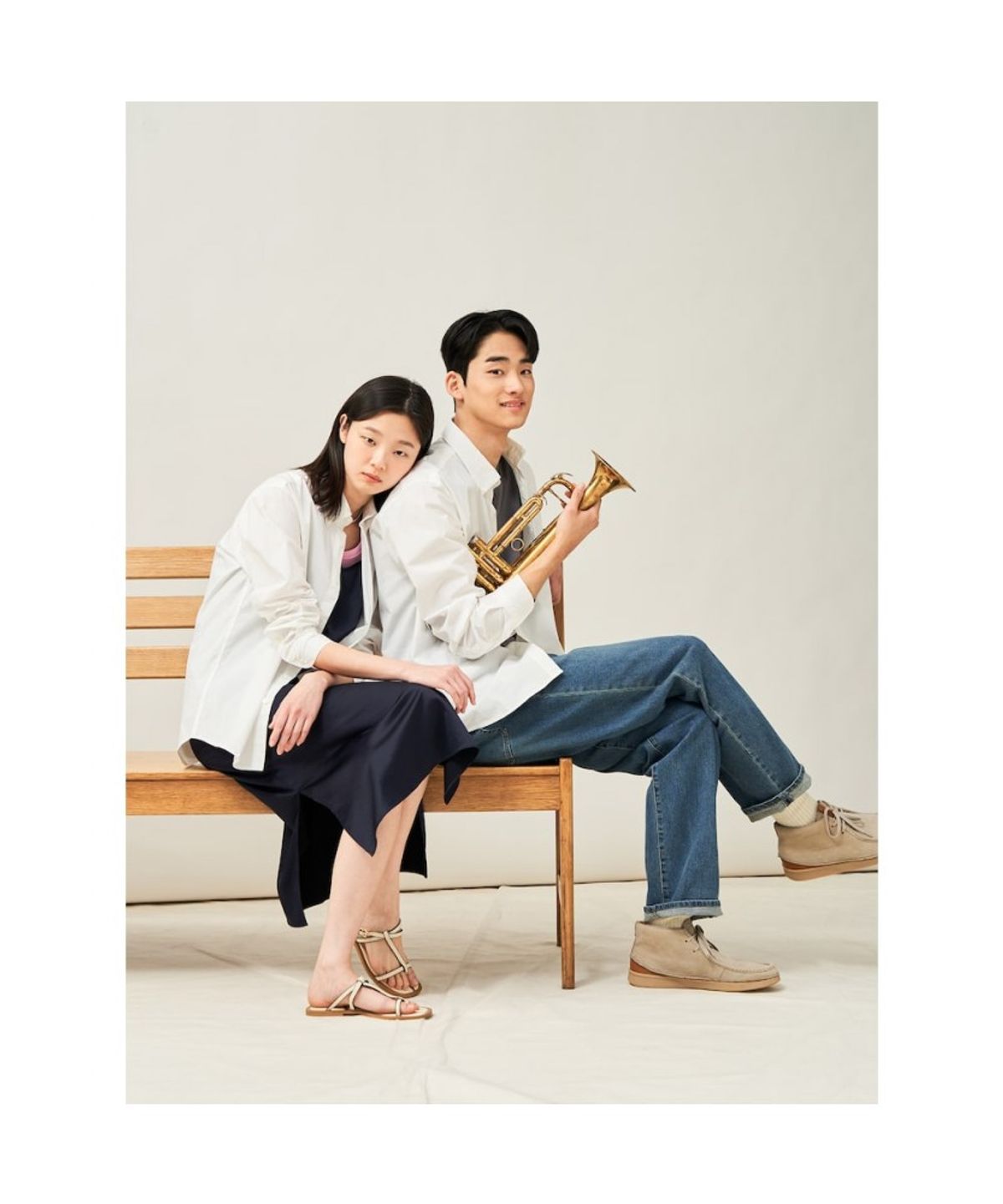 빈폴 멘(BEANPOLE MEN) 남녀공용 플레인 셔츠  화이트
