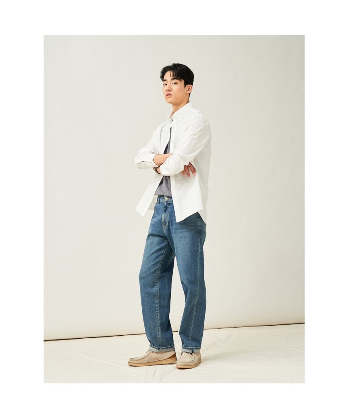 빈폴 멘(BEANPOLE MEN) 남녀공용 플레인 셔츠  화이트