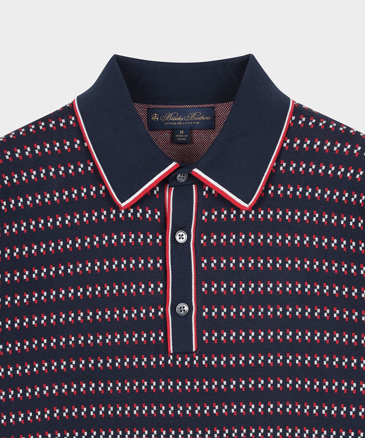 브룩스 브라더스(BROOKS BROTHERS) 풀라드 패턴 숏슬리브 폴로스웨터 (네이비) (BBWTMM8898QFM)
