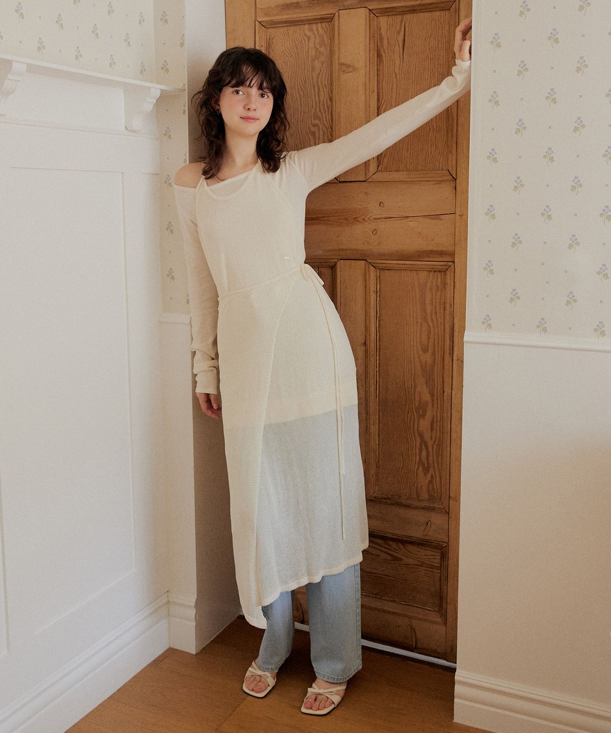 어다울(ADAUL) Layered knit dress set - ivory