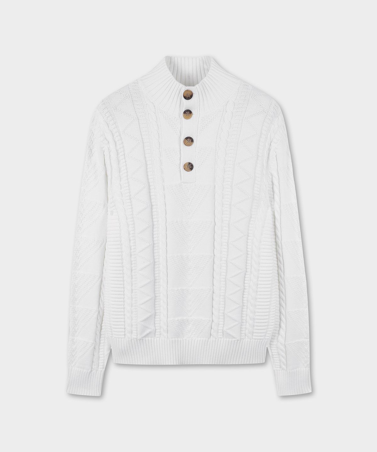 브룩스 브라더스(BROOKS BROTHERS) 건지 버튼 모크넥 스웨터 (화이트) (BBWZMM8853AFS)