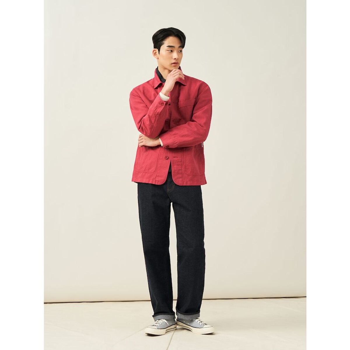 빈폴 멘(BEANPOLE MEN) 가먼트 다잉 워크 재킷  레드