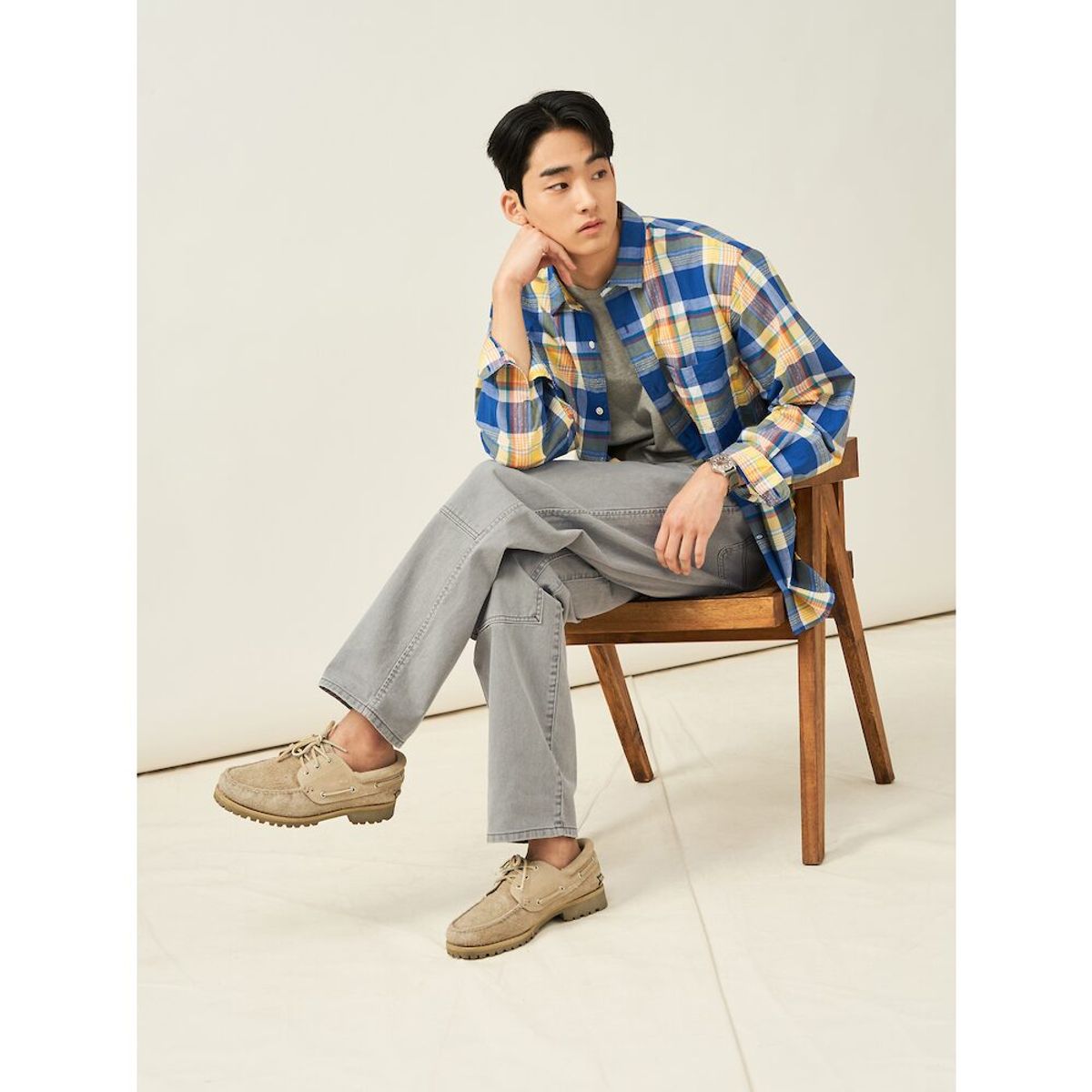 빈폴 멘(BEANPOLE MEN) 마드라스 체크 셔츠  오렌지