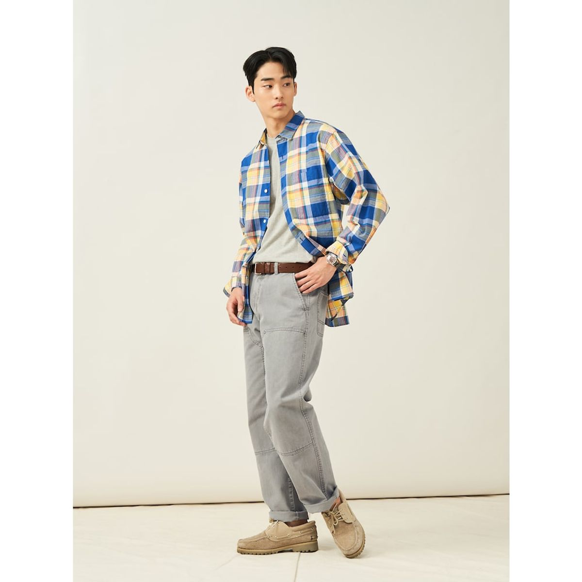 빈폴 멘(BEANPOLE MEN) 마드라스 체크 셔츠  오렌지